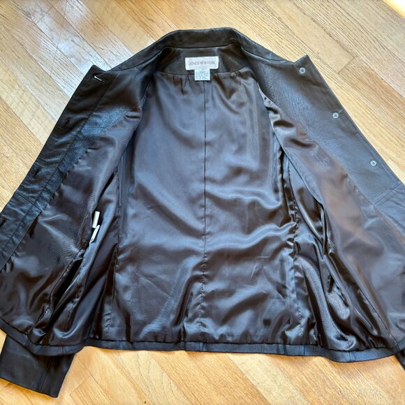Jones New York Women's Dark Brown Leather Button-Up Jacket, Size: XL - Picture 11 of 16